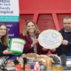 Bryson Recycling   launch their Recycling Rewards Campaign;    Pictured Michaella Brannan from St Kentigerns hospice and Margaret Hollings from St Davids Hospice with Gareth Walsh; General Manager at Bryson Recycling .    Picture Mandy Jones
